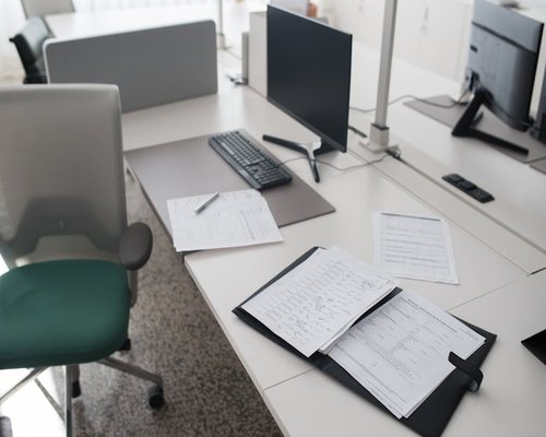 Organized desk with documents representing privacy and security
